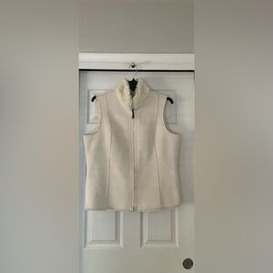 Women's Reversible Cream Shearling  suede Vest Size L